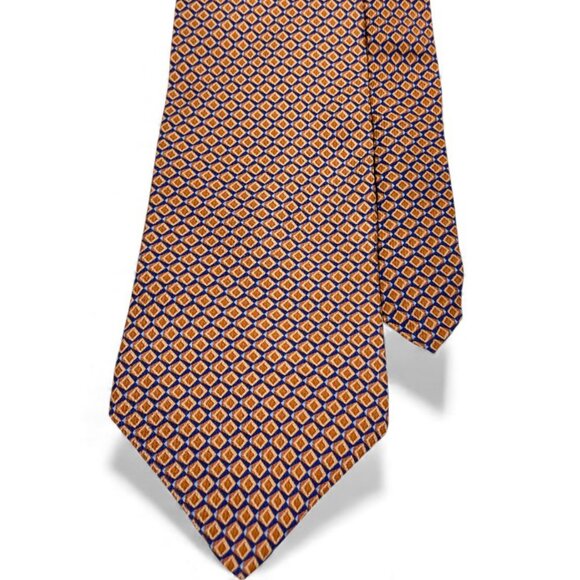 Nautica Silk Tie Geometric Orange Blue Diamonds - Picture 1 of 7